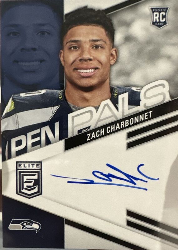 Zach Charbonnet 2023 Elite #PPZCH Pen Pals - Blue Ink Rookie BGS 9.5