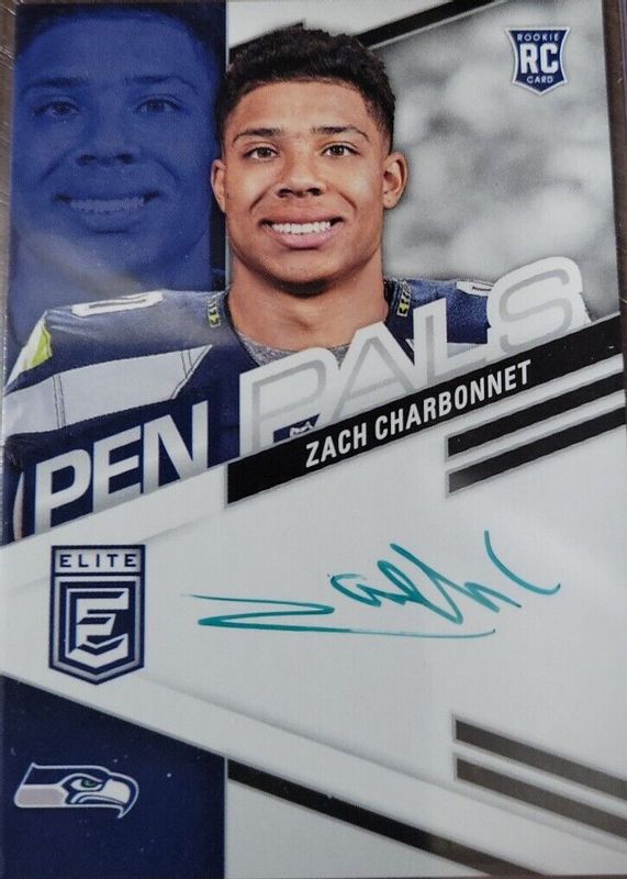 Zach Charbonnet 2023 Elite #PPZCH Pen Pals - Green Ink Rookie BGS 9.5