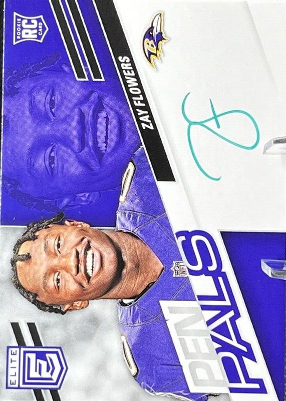 Zay Flowers 2023 Elite #PPVZF Pen Pals Horizontal - Green Ink Rookie SGC 9.5