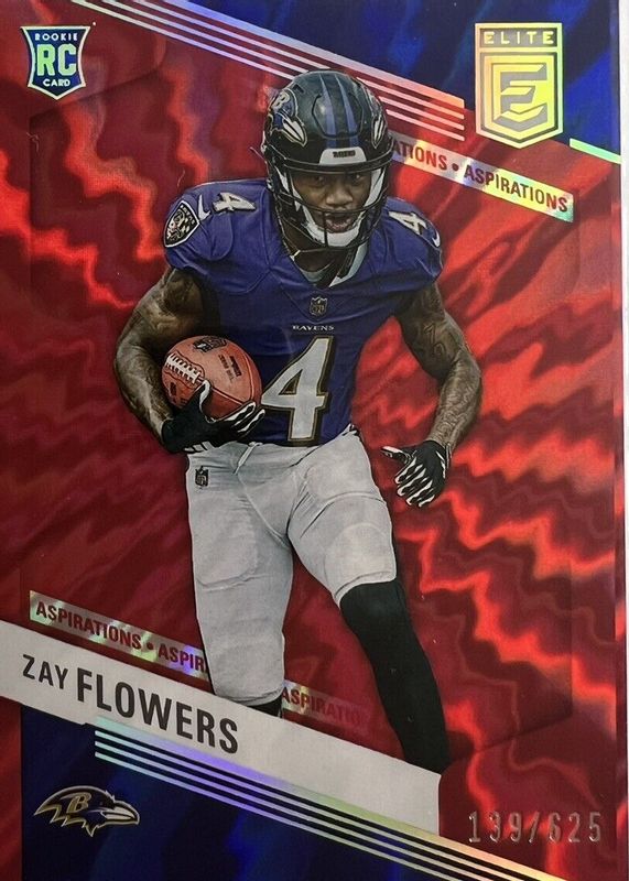 Zay Flowers 2023 Elite #200 Aspirations Shimmer /625 Rookie SGC 9.5