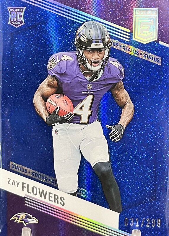 Zay Flowers 2023 Elite #200 Status Sparkle /299 Rookie PSA 9