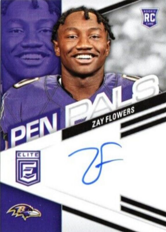 Zay Flowers 2023 Elite #PPZF Pen Pals - Blue Ink Rookie SGC 10