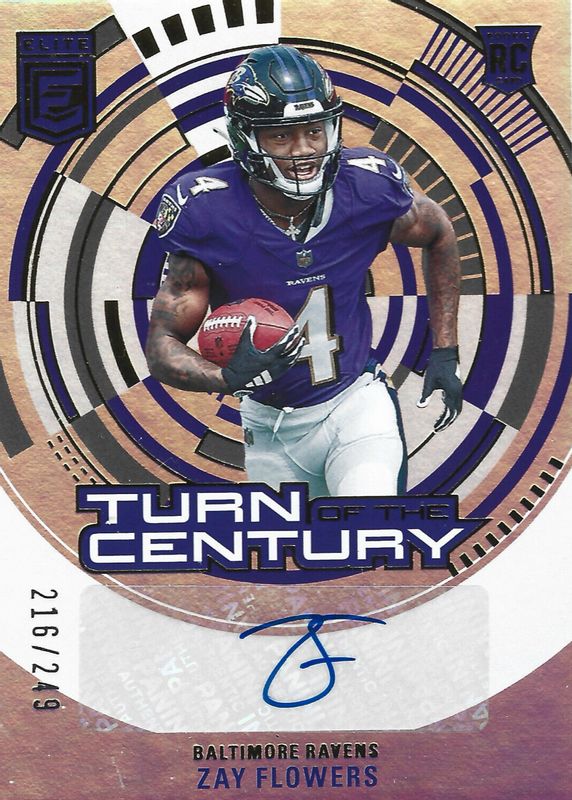 Zay Flowers 2023 Elite #TC-ZAY Turn of the Century Autographs /249 Rookie RAW