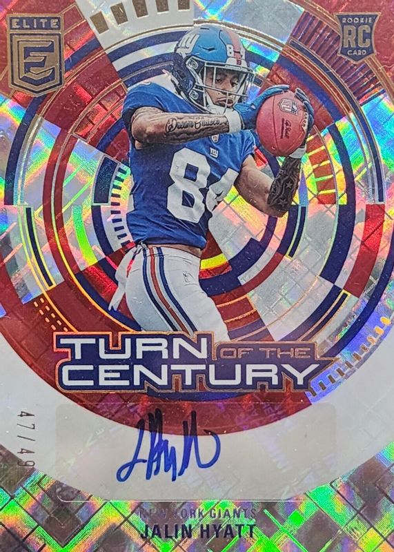 Jalin Hyatt 2023 Elite #TC-JHY Turn of the Century Autographs - Red /49 Rookie RAW