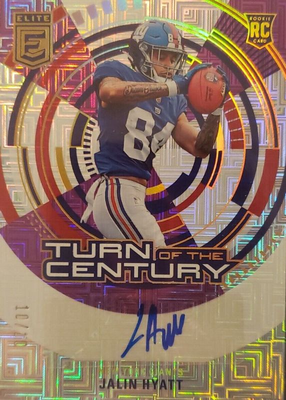 Jalin Hyatt 2023 Elite #TC-JHY Turn of the Century Autographs - Purple /10 Rookie RAW