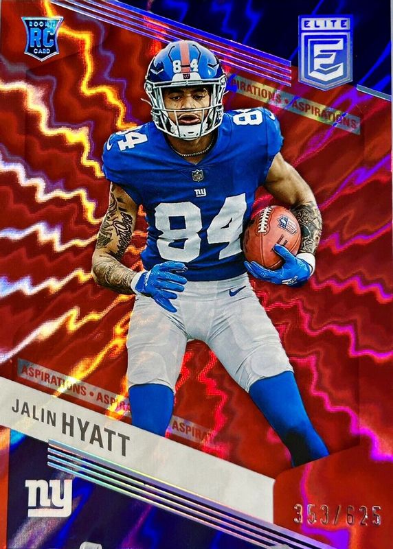 Jalin Hyatt 2023 Elite #149 Aspirations Shimmer /625 Rookie PSA 10