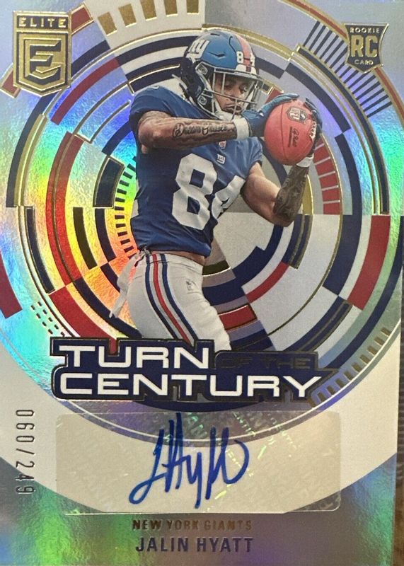 Jalin Hyatt 2023 Elite #TC-JHY Turn of the Century Autographs /249 Rookie RAW