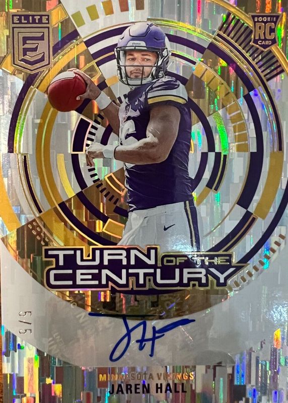 Jaren Hall 2023 Elite #TC-JHA Turn of the Century Autographs - Gold /5 Rookie RAW