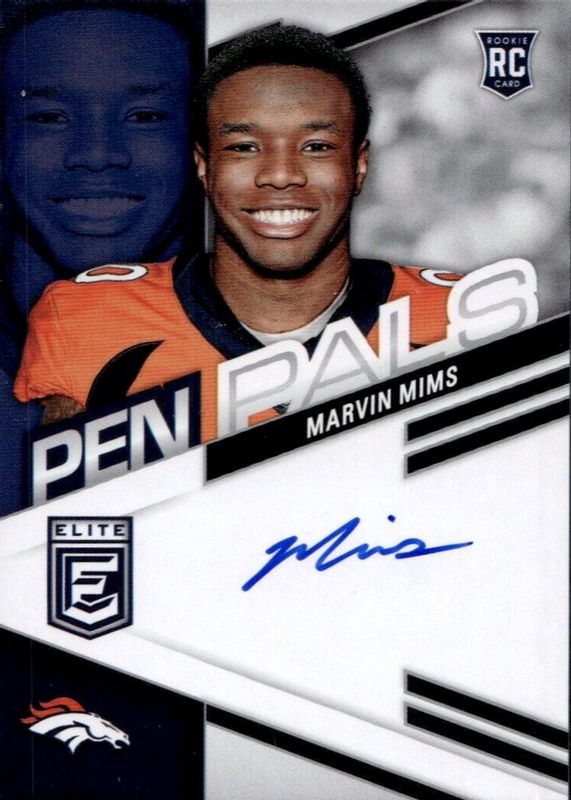 Marvin Mims 2023 Elite #PPMMI Pen Pals - Blue Ink Rookie PSA 10