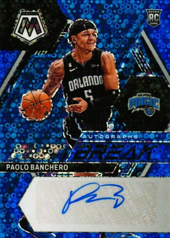 Paolo Banchero 2022 Mosaic #FB-PAO Fast Break Autographs - Blue /25 Rookie PSA 10