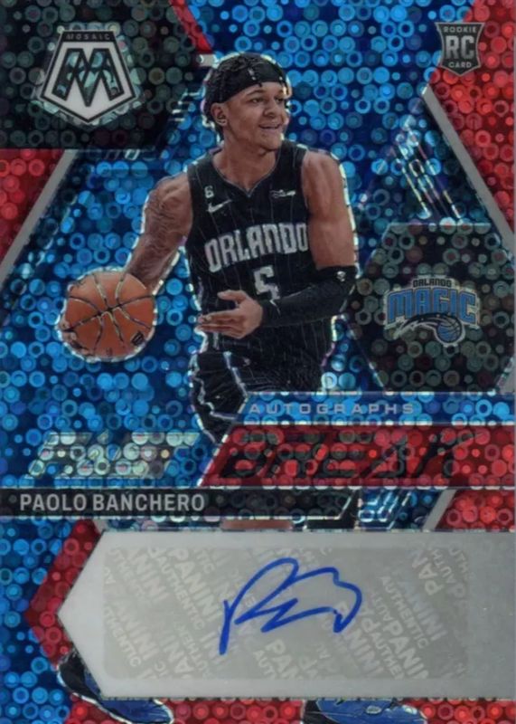 Paolo Banchero 2022 Mosaic #FB-PAO Fast Break Autographs - Red /49 Rookie PSA 10