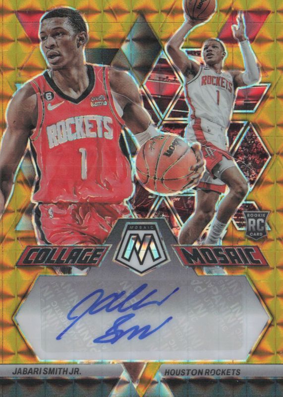 Jabari Smith Jr. 2022 Mosaic #CM-JSJ Collage Autographs - Gold /10 Rookie RAW