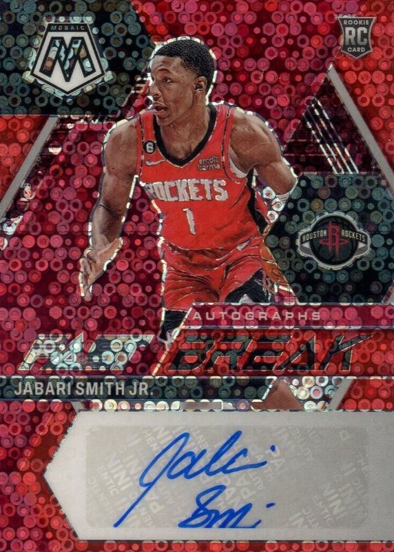 Jabari Smith Jr. 2022 Mosaic #FB-JSJ Fast Break Autographs - Red /49 Rookie PSA 10