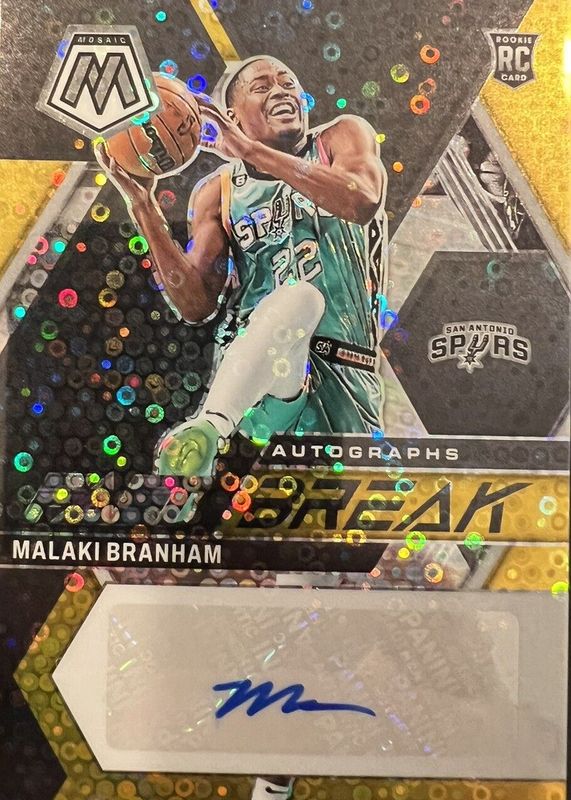 Malaki Branham 2022 Mosaic #FB-BRA Fast Break Autographs - Gold 