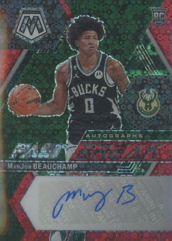 MarJon Beauchamp 2022 Mosaic #FB-BEA Fast Break Autographs - Red /49 Rookie PSA 9