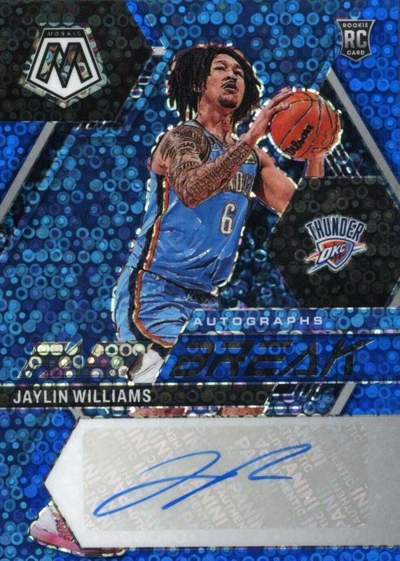 Jaylin Williams 2022 Mosaic #FB-JAY Fast Break Autographs - Blue /25 Rookie RAW