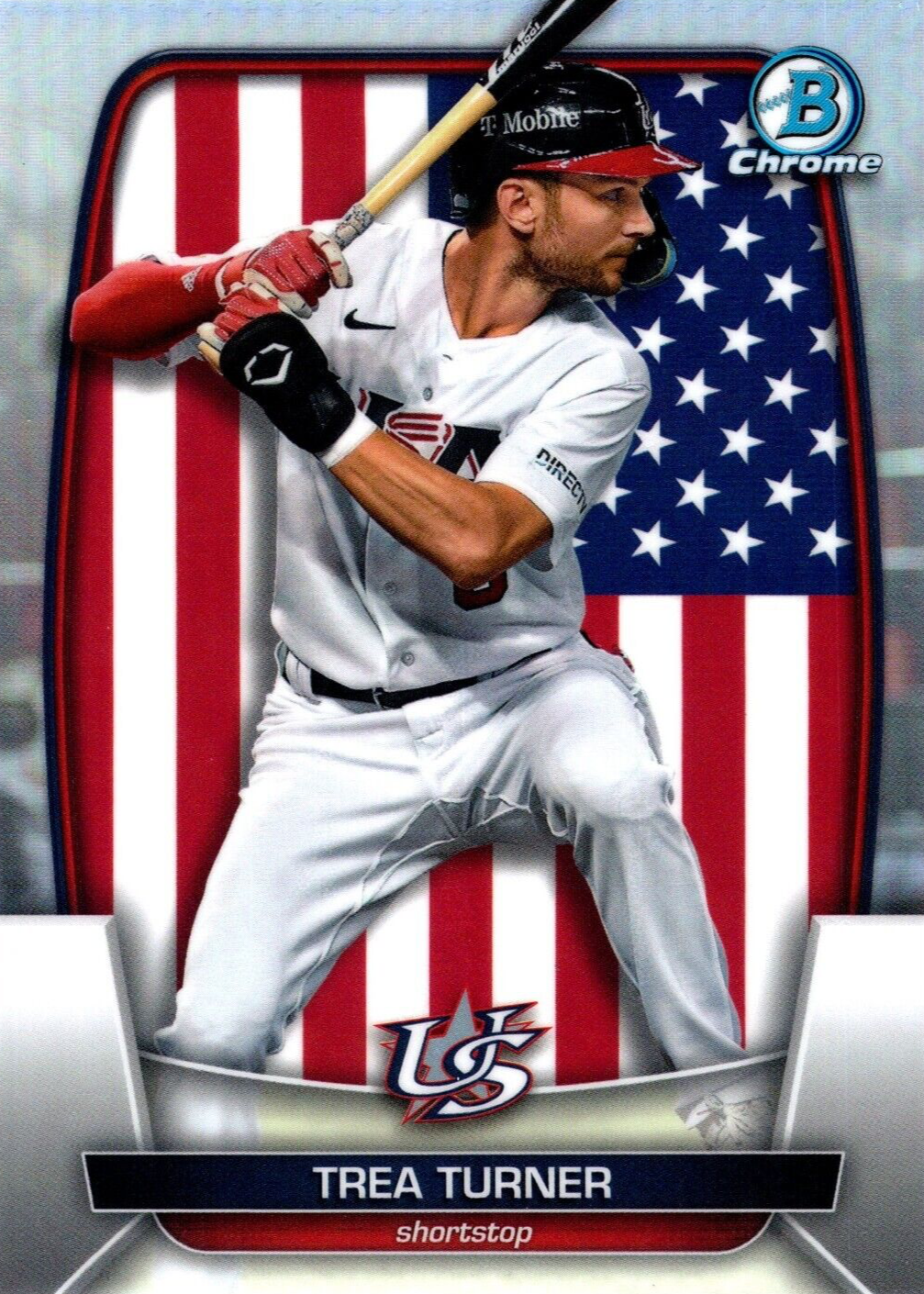 Trea Turner 2023 Bowman Chrome #WBC-84 WBC Flag - Refractor