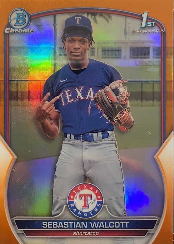 Sebastian Walcott 2023 Bowman Chrome #BCP-189 Prospects - Orange Refractor /25 (1st) RAW