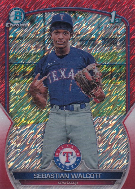 Sebastian Walcott 2023 Bowman Chrome #BCP-189 Prospects - Red Shimmer Refractor /10 (1st) PSA 10