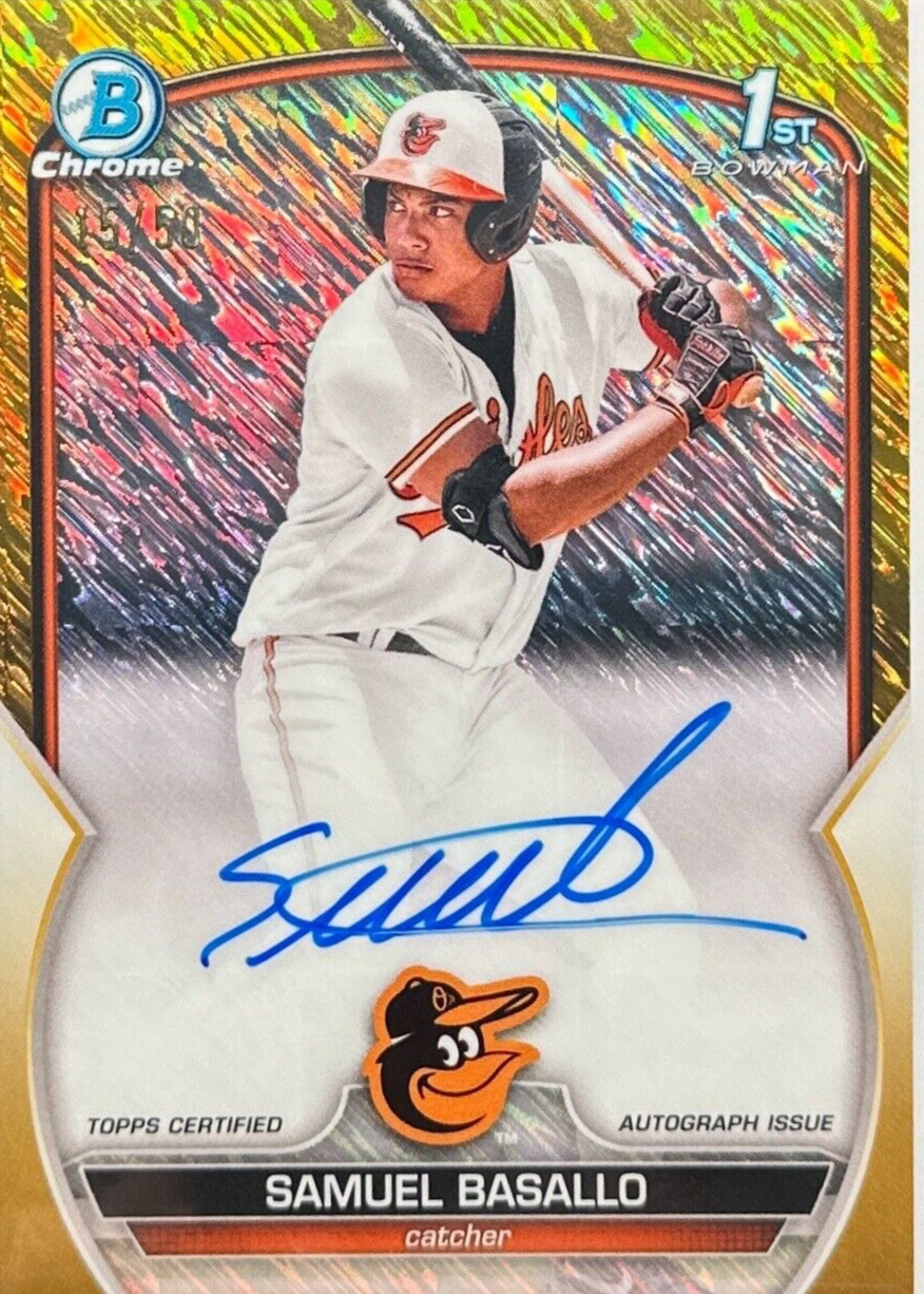 Samuel Basallo 2023 Bowman Chrome #CPA-SB Prospect Auto - Gold
