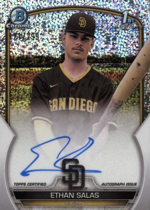 Ethan Salas 2023 Bowman Chrome #CPA-ESS Prospect Auto - Speckle Refractor /299 (1st) RAW