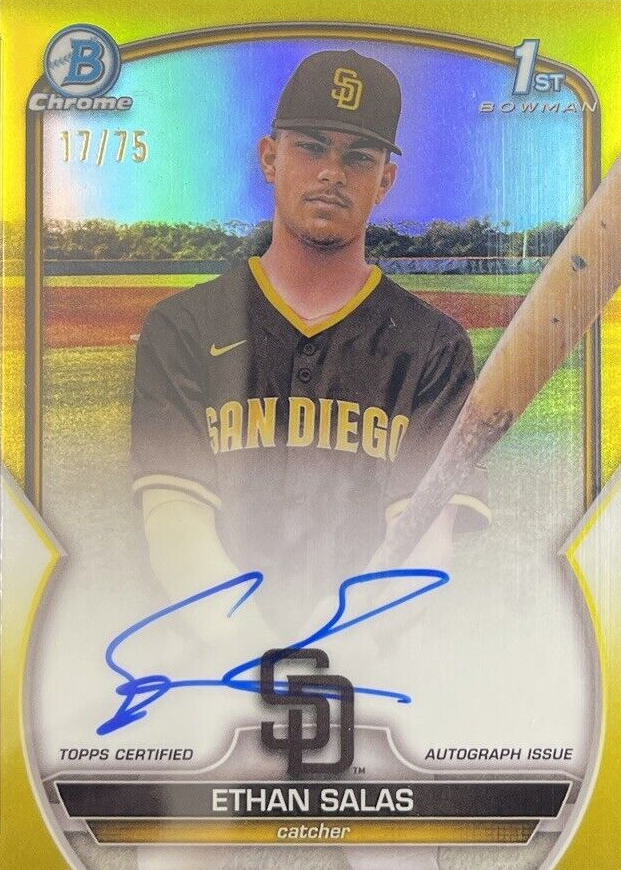 Ethan Salas 2023 Bowman Chrome #CPA-ESS Prospect Auto - Yellow 