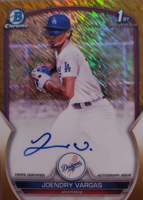 Joendry Vargas 2023 Bowman Chrome #CPA-JV Prospect Auto - Orange 