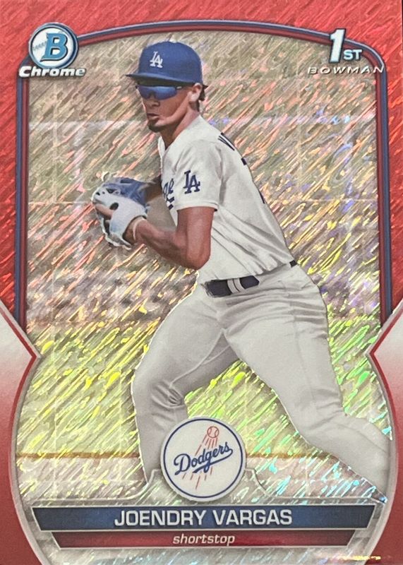 Joendry Vargas 2023 Bowman Chrome #BCP-218 Prospects - Red Shimmer Refractor /10 (1st) PSA 10