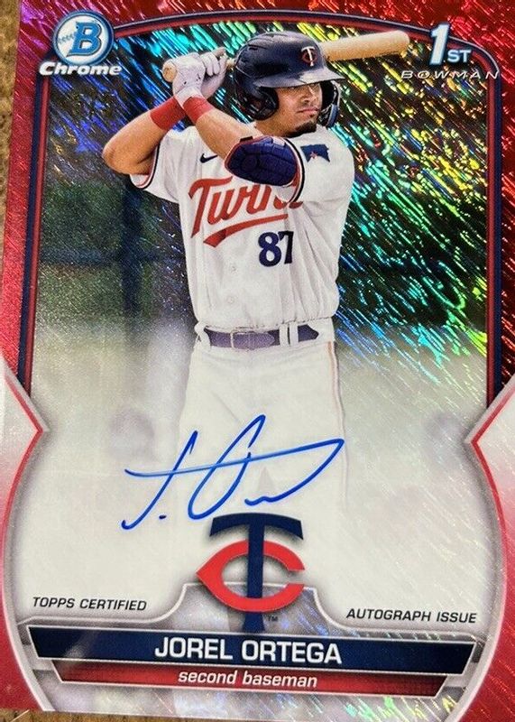 Jorel Ortega 2023 Bowman Chrome #CPA-JORT Prospect Auto - Red Shimmer Refractor /5 (1st) SGC 10