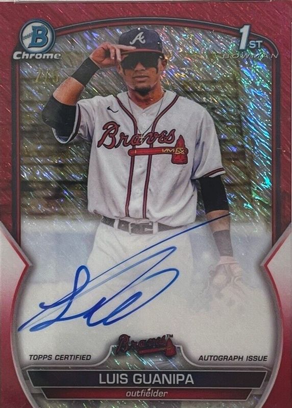 Luis Guanipa 2023 Bowman Chrome Prospect Auto - Red Shimmer