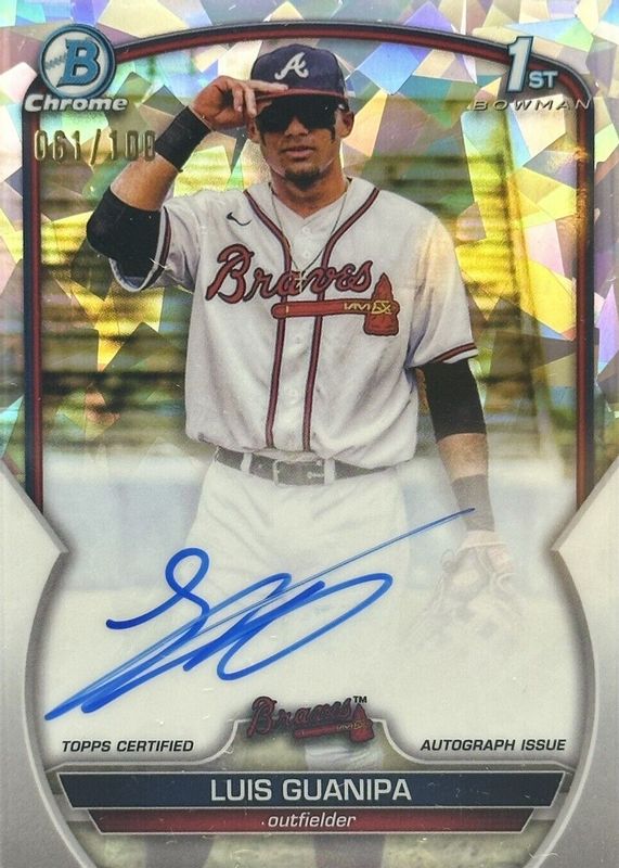 Luis Guanipa 2023 Bowman Chrome Prospect Auto - Red Shimmer