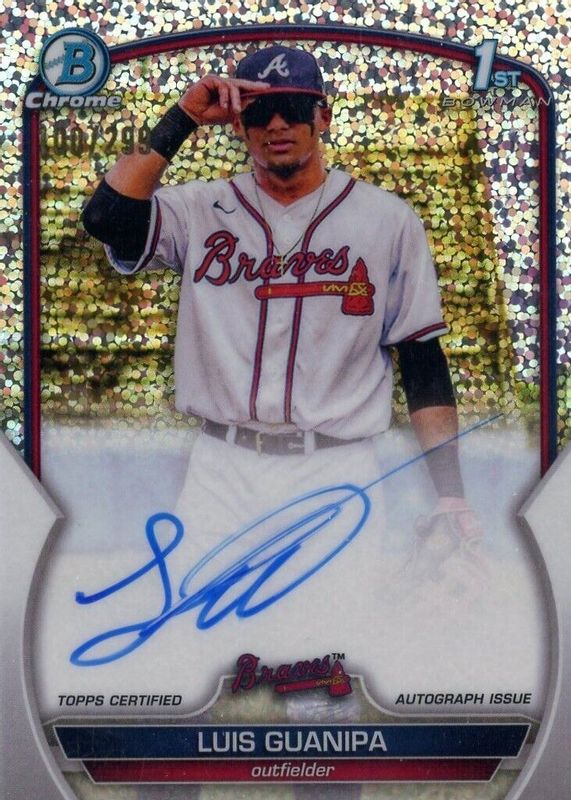 LUIS GUANIPA 1ST BOWMAN SHIMMER REFRACTOR 2023 BOWMAN CHROME ATLANTA BRAVES