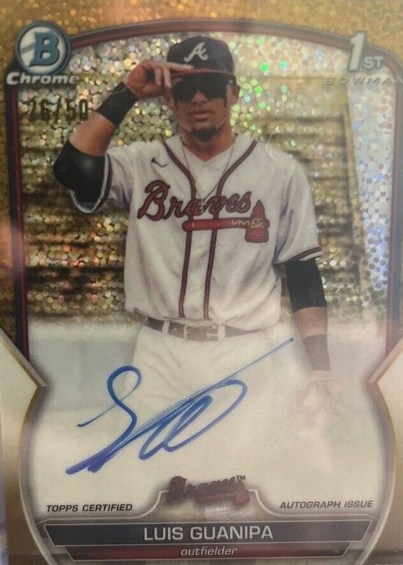 LUIS GUANIPA 1ST BOWMAN SHIMMER REFRACTOR 2023 BOWMAN CHROME ATLANTA BRAVES