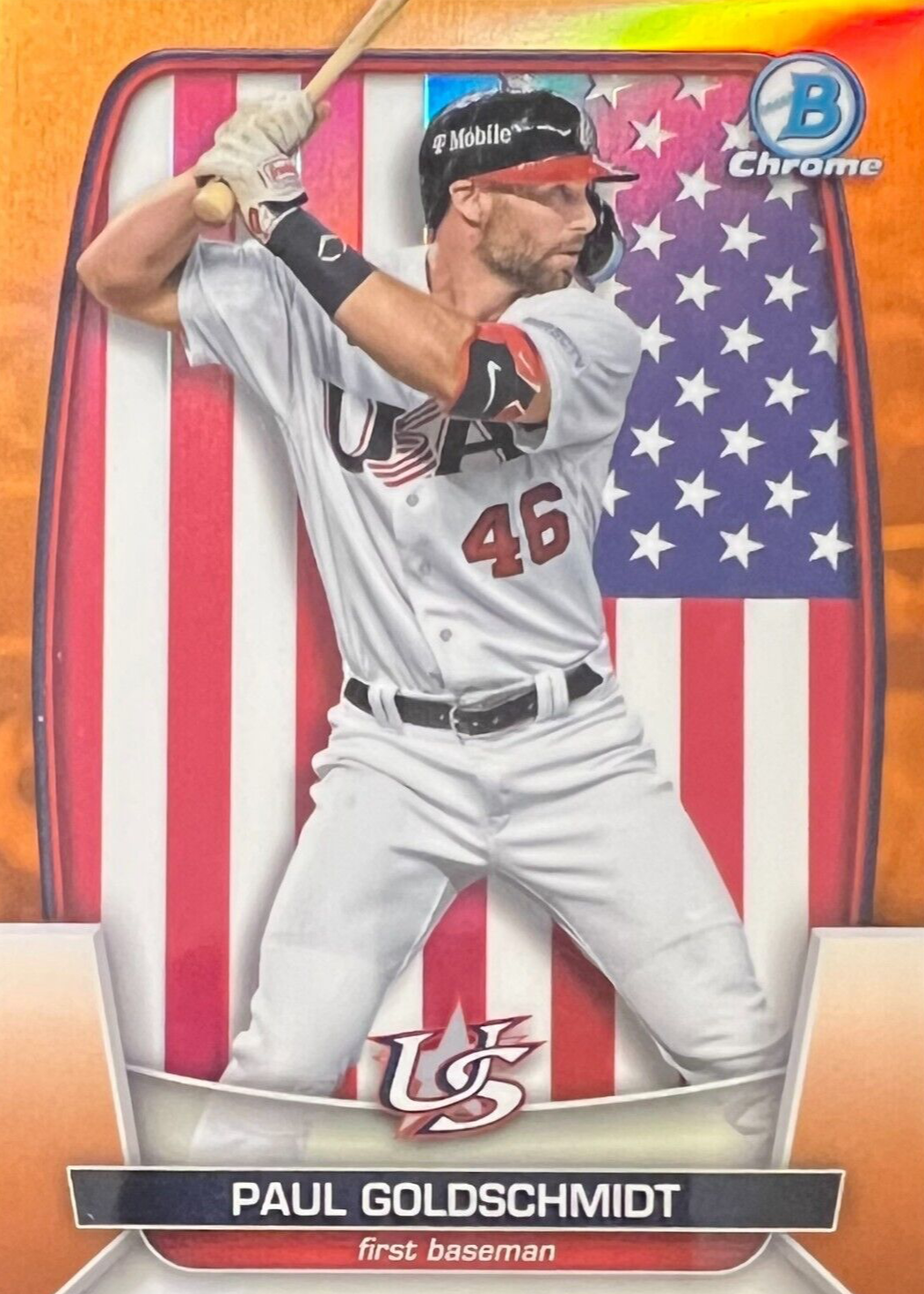 Paul Goldschmidt 2023 Bowman Chrome #WBC-83 WBC Flag - Orange 