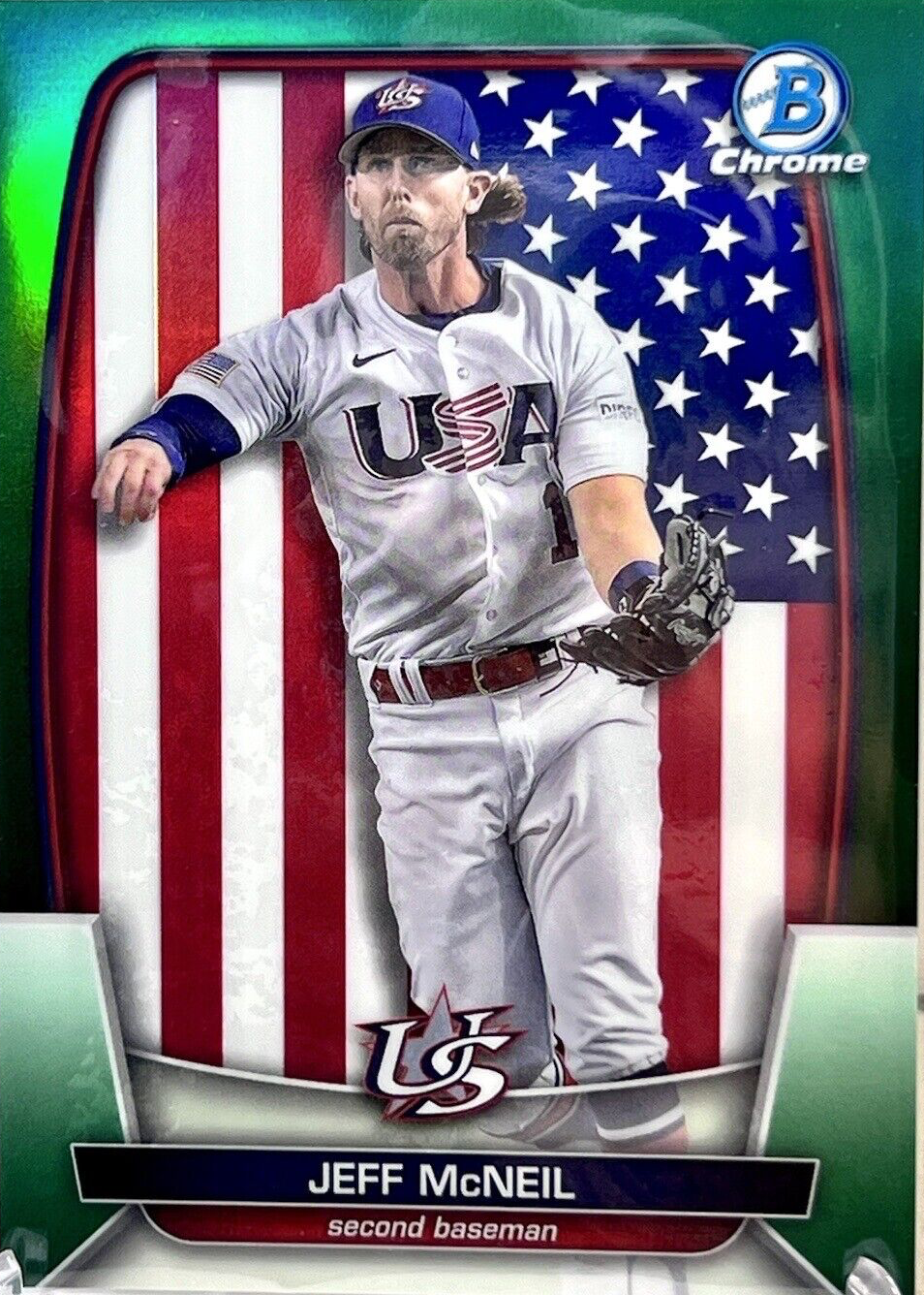 Jeff McNeil 2023 Bowman Chrome #WBC-87 WBC Flag - Green