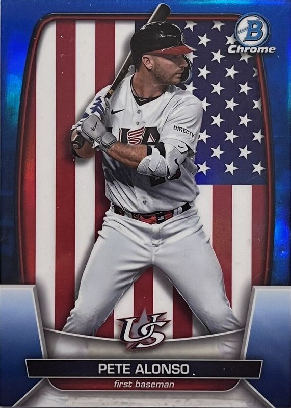 Pete Alonso 2023 Bowman Chrome #WBC-80 WBC Flag - Blue