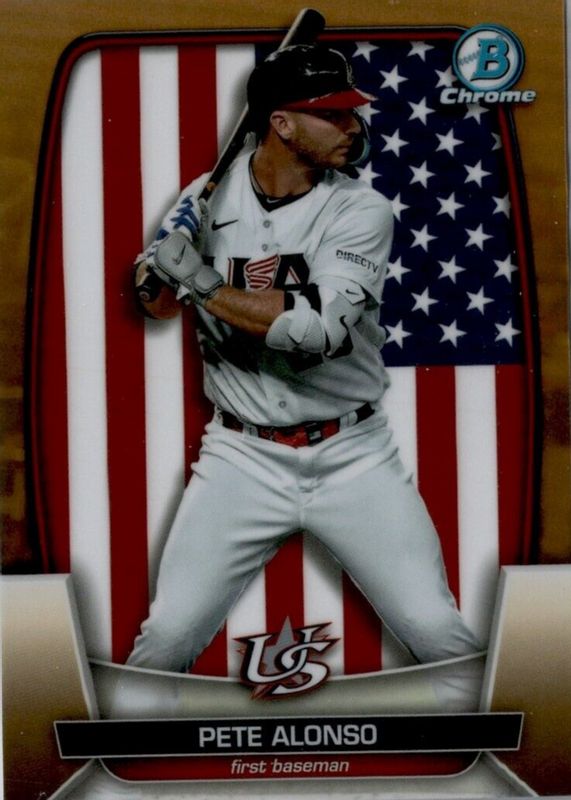 Pete Alonso 2023 Bowman Chrome WBC Flag - Gold Refractor #WBC-80