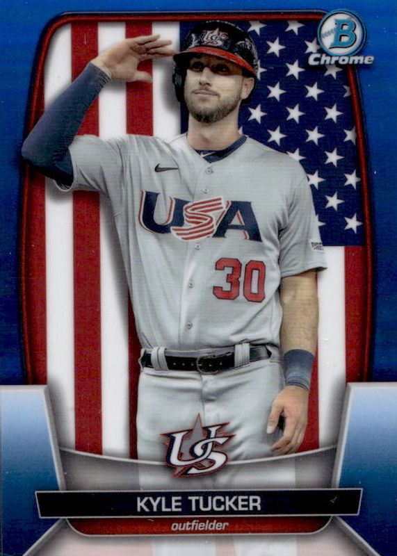 Kyle Tucker 2023 Bowman Chrome #WBC-91 WBC Flag - Blue Refractor /75 PSA 9