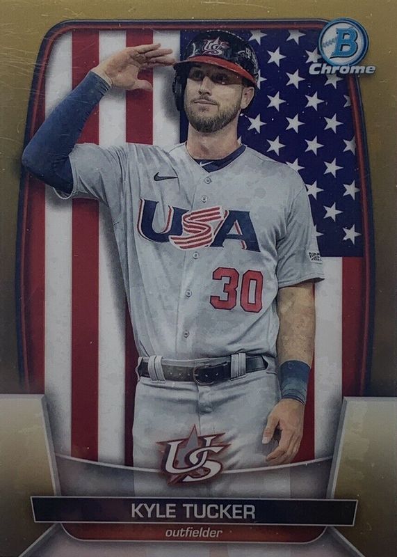 Kyle Tucker 2023 Bowman Chrome #WBC-91 WBC Flag - Gold Refractor /50 RAW