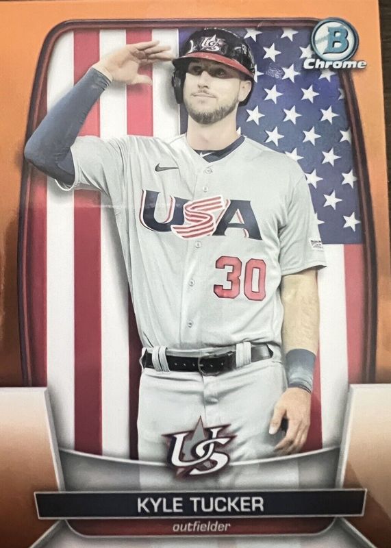 Kyle Tucker 2023 Bowman Chrome #WBC-91 WBC Flag - Orange Refractor /25 RAW