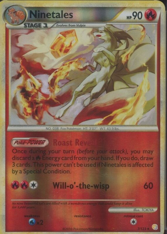 Ninetales 2010 HeartGold & SoulSilver #007/123 Reverse Holo SGC 8.5