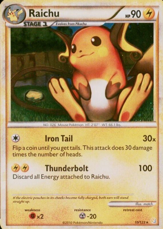 Raichu 2010 HeartGold & SoulSilver #010/123 Holo PSA 10