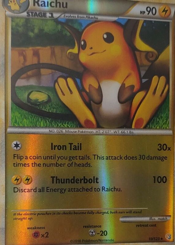 Raichu 2010 HeartGold & SoulSilver #010/123 Reverse Holo PSA 10