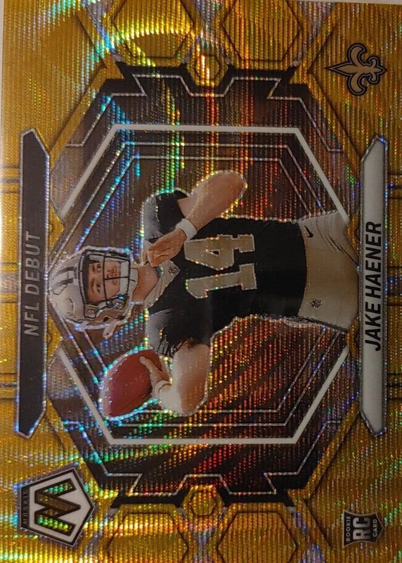 Jake Haener 2023 Mosaic #ND-7 NFL Debut - Gold Wave /17 Rookie SGC 10