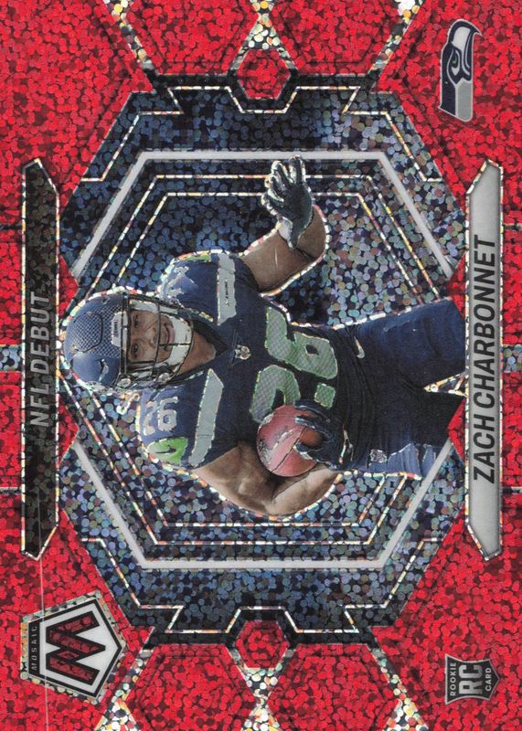 Zach Charbonnet 2023 Mosaic #ND-11 NFL Debut - Red Sparkle /(SSP) Rookie SGC 10