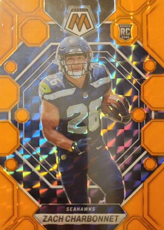 Zach Charbonnet 2023 Mosaic #379 Orange Fluorescent /25 Rookie SGC 9.5