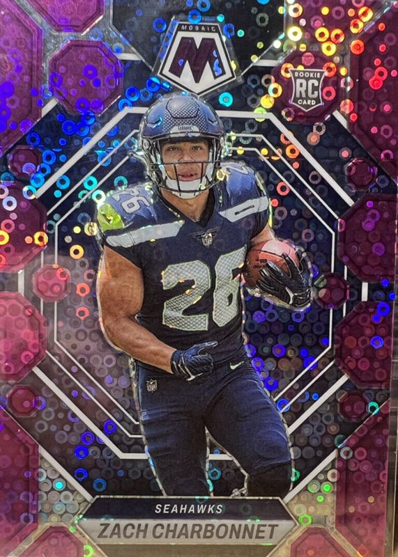 Zach Charbonnet 2023 Mosaic #379 No Huddle Purple /50 Rookie RAW