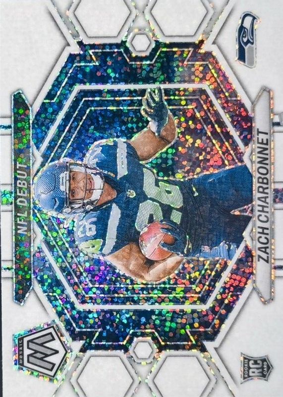 Zach Charbonnet 2023 Mosaic #ND-11 NFL Debut - White Sparkle /(SSP) Rookie PSA 9