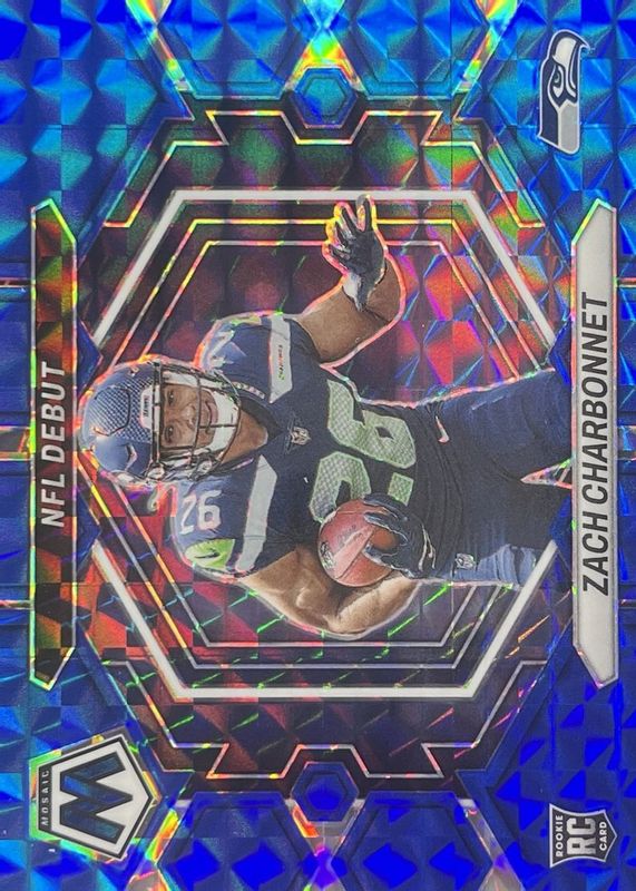 Zach Charbonnet 2023 Mosaic #ND-11 NFL Debut - Blue /99 Rookie SGC 10