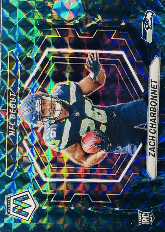 Zach Charbonnet 2023 Mosaic #ND-11 NFL Debut - Genesis /(SSP) Rookie SGC 10